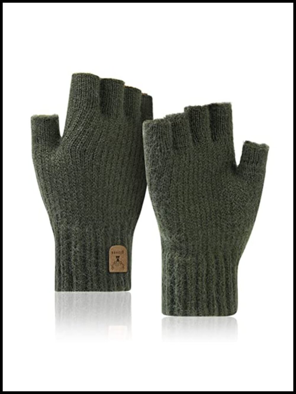 Fingerless Half Finger Winter Knit Gloves Warm Fleece Lined for Men Women